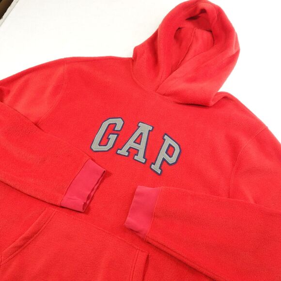 GAP Hoodie Mens 2XL XXL Red Pullover Sweatshirt Big Logo Spellout Fleece Y2K - Picture 1 of 12